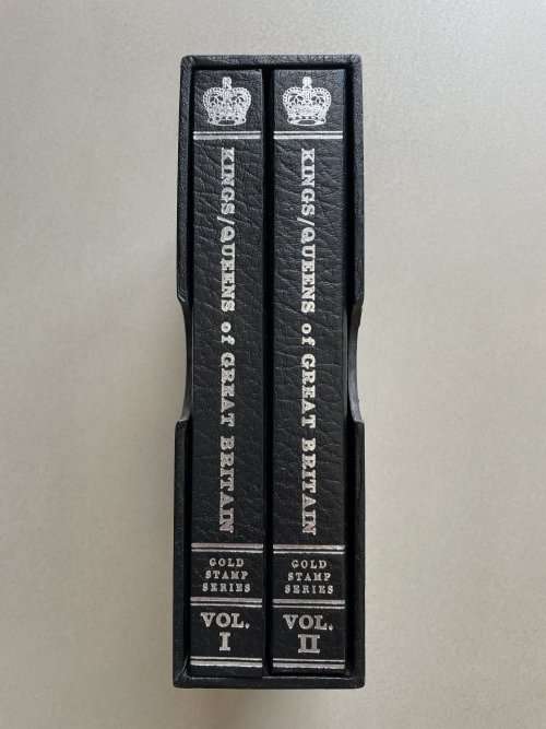 1977 GOLD STAMP SERIES of the Kings and Queens of Great Britain, full set of 49 23K gold foil stamps